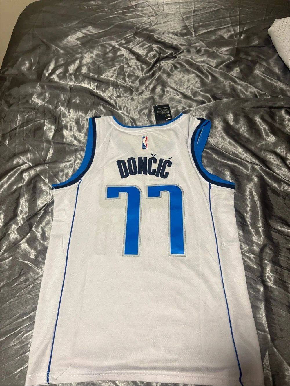 Nike White and Blue NBA Authentic Basketball Jersey